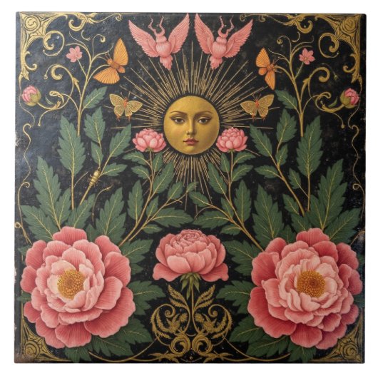 Victoriaans Sun Maiden Tegeltje (Voorkant)