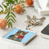 Victoriaans tabby cat sleutelhanger (Zijkant)