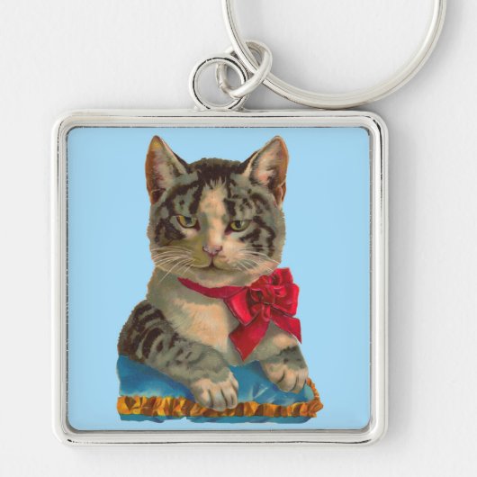 Victoriaans tabby cat sleutelhanger (Voorkant)