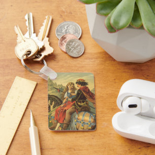  Victoriaans tapijt, broer en zuster Sleutelhanger