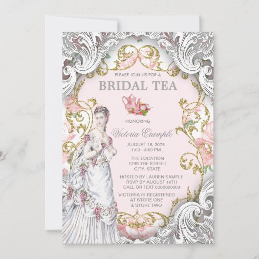 Victoriaans Tea Party Kaart (Voorkant)