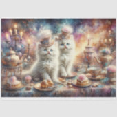 Victoriaans Tea Party Katten Decoupage Tissuepapier (Voorkant)
