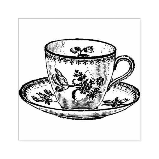 Victoriaans  Teacup Rubber Stamp Rubberstempel (Afrduk)