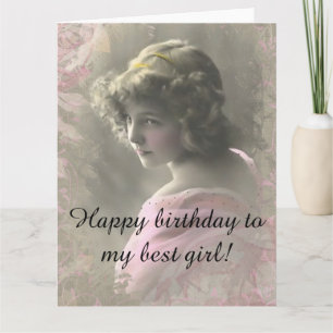  Victoriaans tienermeisje in roze grote Kaart