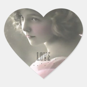  Victoriaans tienermeisje in roze liefde Hart Sticker
