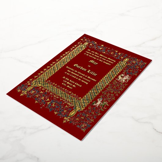 Victoriaans tijdperk 1843 middeleeuwse stijl bruil folie uitnodiging (Gedraaid)