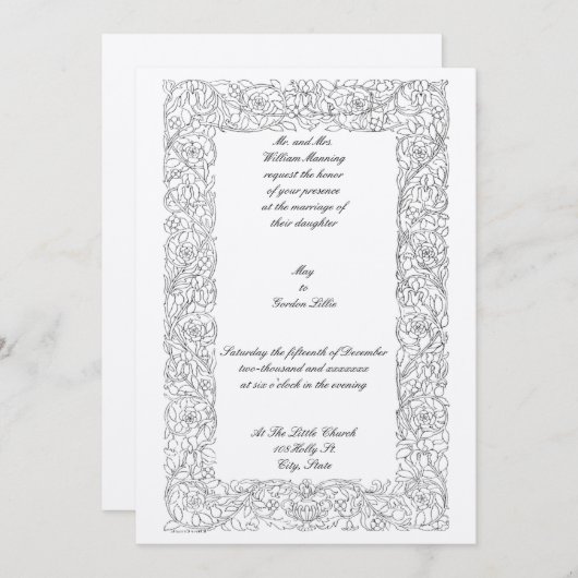 Victoriaans tijdperk 1873 Eenvoudig Floraal Lijst Kaart (Voorkant / Achterkant)