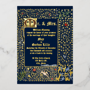 Victoriaans tijdperk 1873 Medieval Style Wedding Folie Uitnodiging