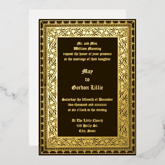 Victoriaans tijdperk 1882 grens Folie Uitnodiging (Voorkant / Achterkant)