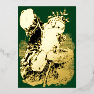 Victoriaans tijdperk 1884 Oude kerstman Folie Feestdagenkaart