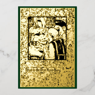 Victoriaans tijdperk 1898 Art Nieuw kerstfeest Folie Feestdagenkaart