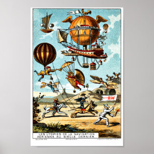  Victoriaans tijdperk Aeronautica Steampunk Poster