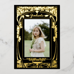  Victoriaans tijdperk Art Nouveau Afstuderen Folie Uitnodiging