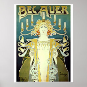 Victoriaans tijdperk Art Nouveau gasverlichting AD Poster