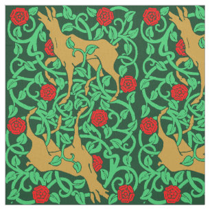 Victoriaans tijdperk Art Nouveau Herten & Rozen Stof