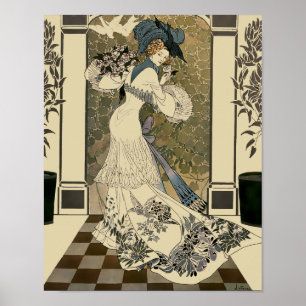 Victoriaans tijdperk Art Nouveau Lady Poster