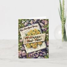 Victoriaans tijdperk bloeit gelukkig nieuwjaar not