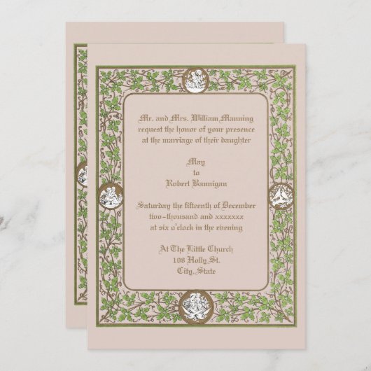 Victoriaans tijdperk Duiven & Cherubs bruiloft Kaart (Voorkant / Achterkant)