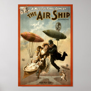  Victoriaans tijdperk Steampunk "Het luchtschip" Poster