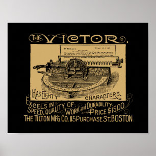  Victoriaans tijdperk Steampunk-schrijfmachine AD Poster
