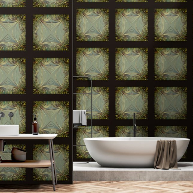 Victoriaans tin tegel look abstract goudgrijs brui behang (Creator heeft geüpload)