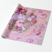 Victoriaans Toile Rococo Style Bloemen Roze Decoup Cadeaupapier (Uitgerold)