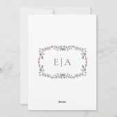 Victoriaans Tuin Dusty Blue Monogram Uitnodiging (Achterkant)