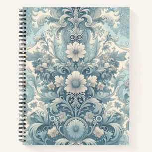 Victoriaans tuin in blauw bloemenbarok notitieboek