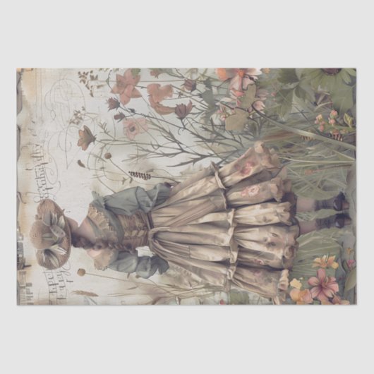 Victoriaans tuin meisje tissuepapier (Voorkant)