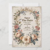 Victoriaans  tuinbouwbruiloft save the date (Voorkant)