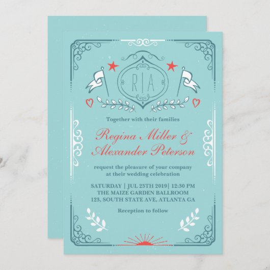 Victoriaans uitnodiging tot het uitzenden van een (Voorkant / Achterkant)