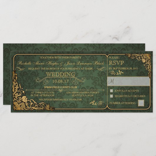 Victoriaans uitnodiging voor weddenschap met RSVP (Voorkant / Achterkant)