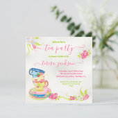 Victoriaans uitnodigingen van Tea Party om gestape (Staand voorkant)