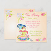 Victoriaans uitnodigingen van Tea Party om gestape (Voorkant / Achterkant)