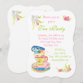 Victoriaans uitnodigingen van Tea Party om gestape (Voorkant / Achterkant)