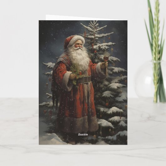 Victoriaans Vader Kerstman in Sneeuw Kaart (Achterkant)