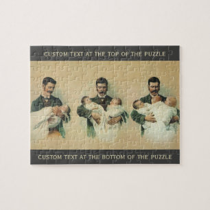 Victoriaans Vaderdag, het zijn Triplets. Legpuzzel