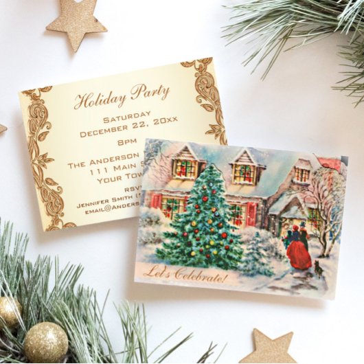  Victoriaans vakantiehuis kerstfeest Kaart