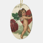  Victoriaans Valentijn Cherub, Roos en hart Keramisch Ornament (Links)