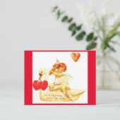  Victoriaans Valentijn Cupid op Zwan Briefkaart (Staand voorkant)