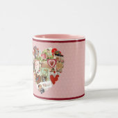 Victoriaans Valentijn Kaarten HartMok Tweekleurige Koffiemok (Voorkant rechts)