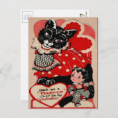  Victoriaans Valentijn Kat Briefkaart (Voorkant / Achterkant)