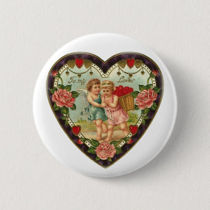 Victoriaans Valentijn naar mijn liefde II Ronde Button 5,7 Cm
