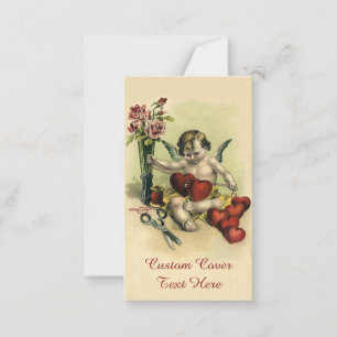  Victoriaans Valentijnsdag Angel Seamstress Notitiekaartje