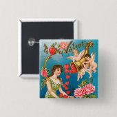  Victoriaans Valentijnsdag Angels & Hearts Vierkante Button 5,1 Cm (Voorkant /achterkant)