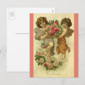  Victoriaans Valentijnsdag, Angels Rozen Feestdagenkaart (Voorkant / Achterkant)