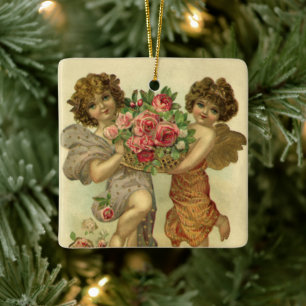  Victoriaans Valentijnsdag, Angels Rozen Keramisch Ornament