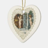 Victoriaans Valentijnsdag,  Angels w Letter Keramisch Ornament (Links)