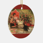 Victoriaans Valentijnsdag Cherub met hart Keramisch Ornament (Rechts)