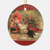 Victoriaans Valentijnsdag Cherub met hart Keramisch Ornament (Links)